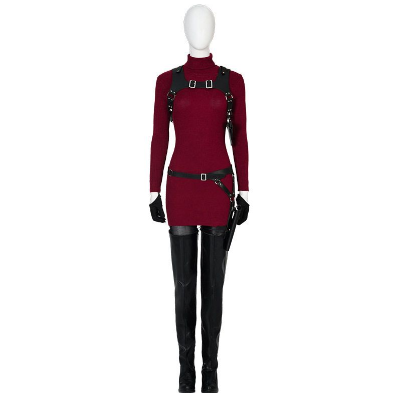 Resident Evil Remake Ada Wong Cosplay Costume Same Style Red Sweater Version Cosplay Boots