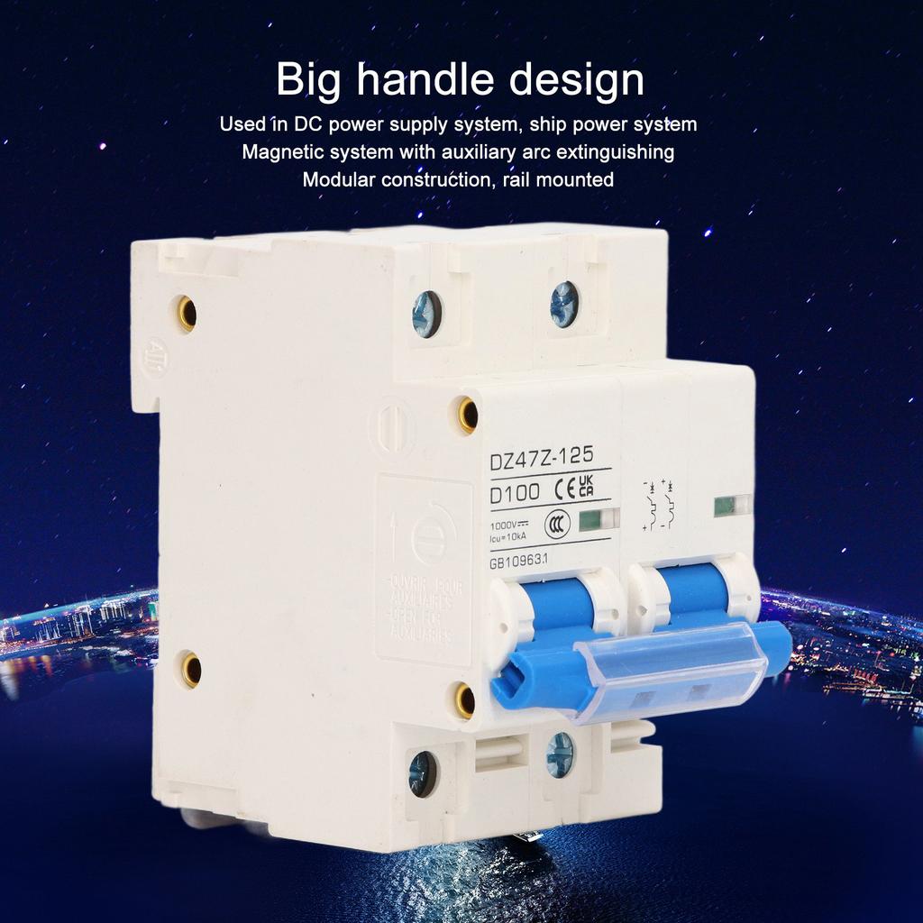 Circuit Breaker 2P D 47  125 100A DIN Rail  ature Circuit Breaker for Solar PV System 1000V
