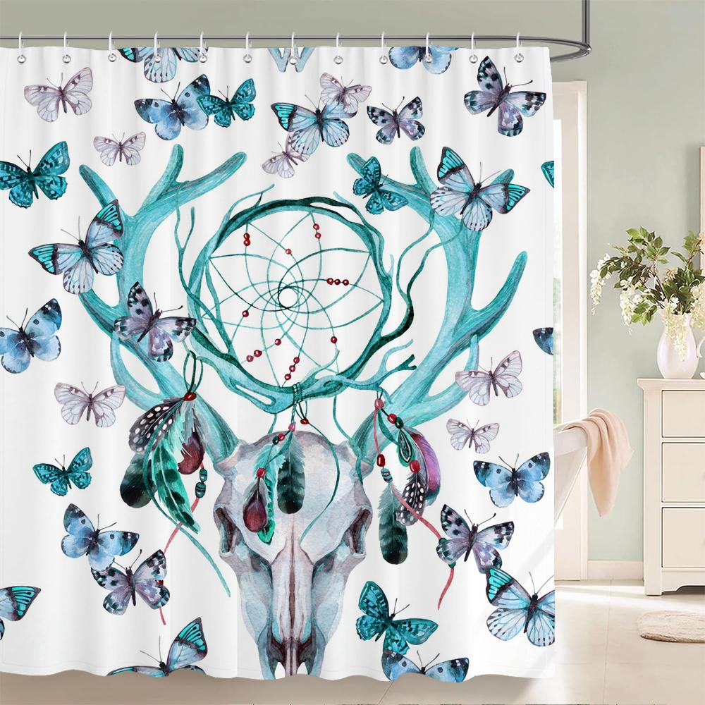 Zasłony prysznicowe z wzorem motyli 3D, zasłona łazienkowa z kwiatami, z haczykami, wodoodporna tkanina poliestrowa, zasłona z nadrukiem do łazienki