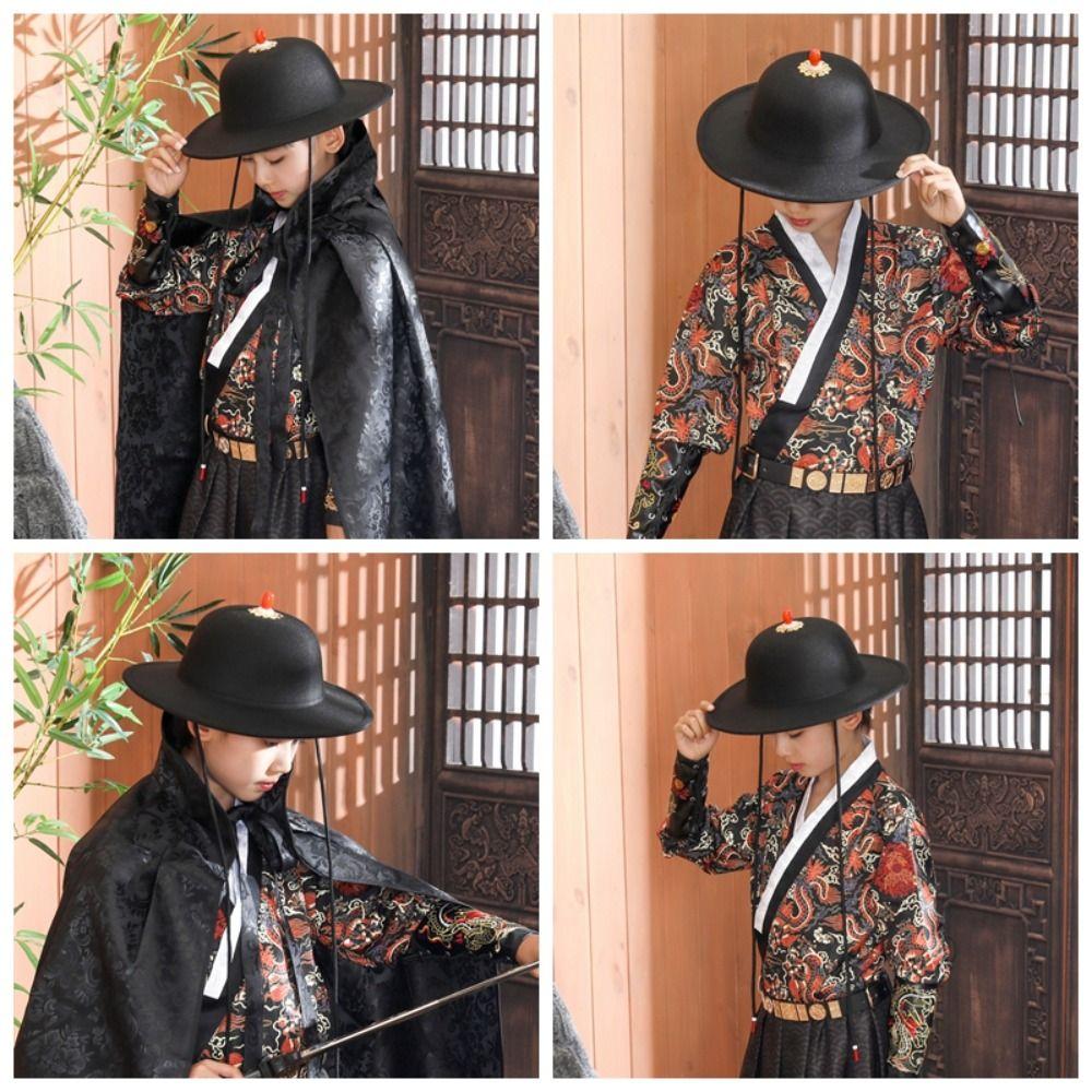 Vintage Beads Chinese Ancient Hat Headgear Hanfu Accessory Korea Style Hat Halloween Round Men Historical Caps Photographers