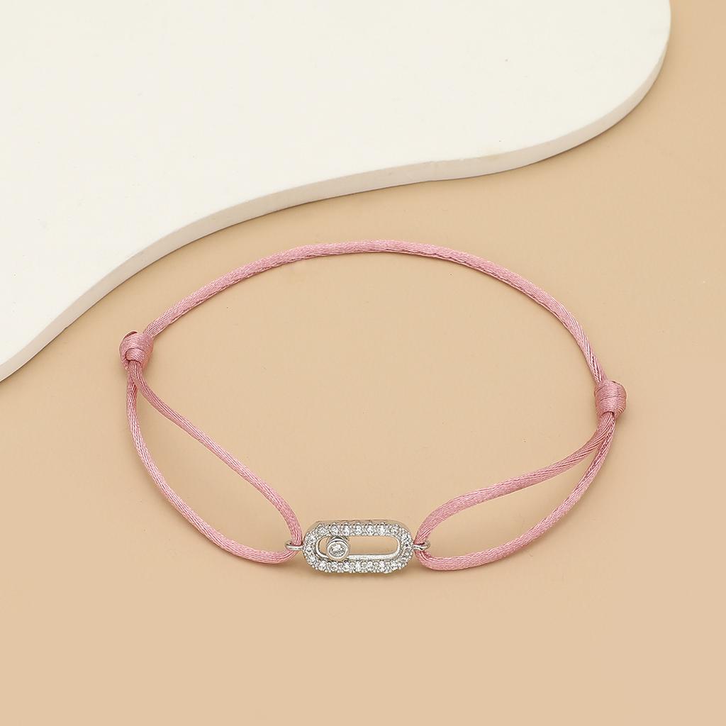 New Simple Fashion Women's Can be moved Round Zircon Rope Bracelet Lace up Chain Adjustable Rope Bracelet jewelry accessory