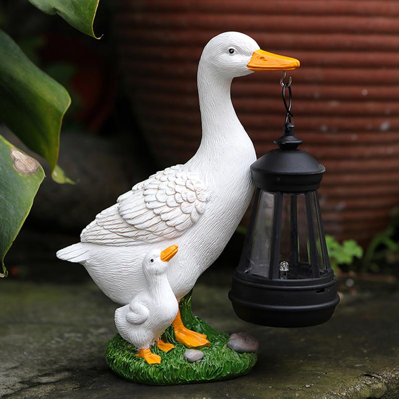 Solar Garden Statue Duck Solar Lantern Outdoor Home Decoration Cute Duck Statue With Solar Lantern For Lawn Patio Courtyard