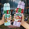 1PC Merry Christmas Santa Letter 750ml Color Plastic Sports Water Bottle Leakproof Flip Straw Lid Suitable for Sports Office Home Use