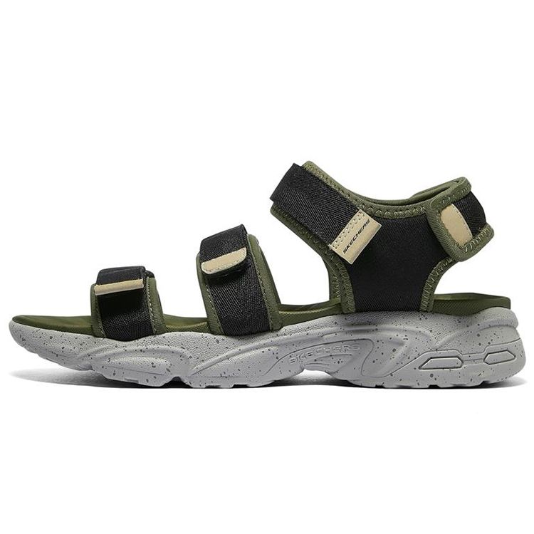 Skechers Stamina Sandal Lightweight Non-Slip Velcro Sandals Men Sandals Green Black 237197-OLBK 41