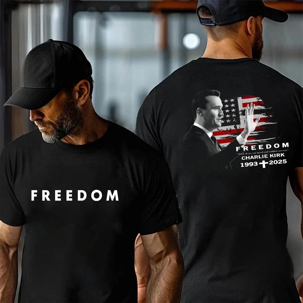 Charlie Kirk T-Shirt, Wahrer Patriot 1993-2025 Rip Gedenk-Amerikanische Flagge T-Shirt