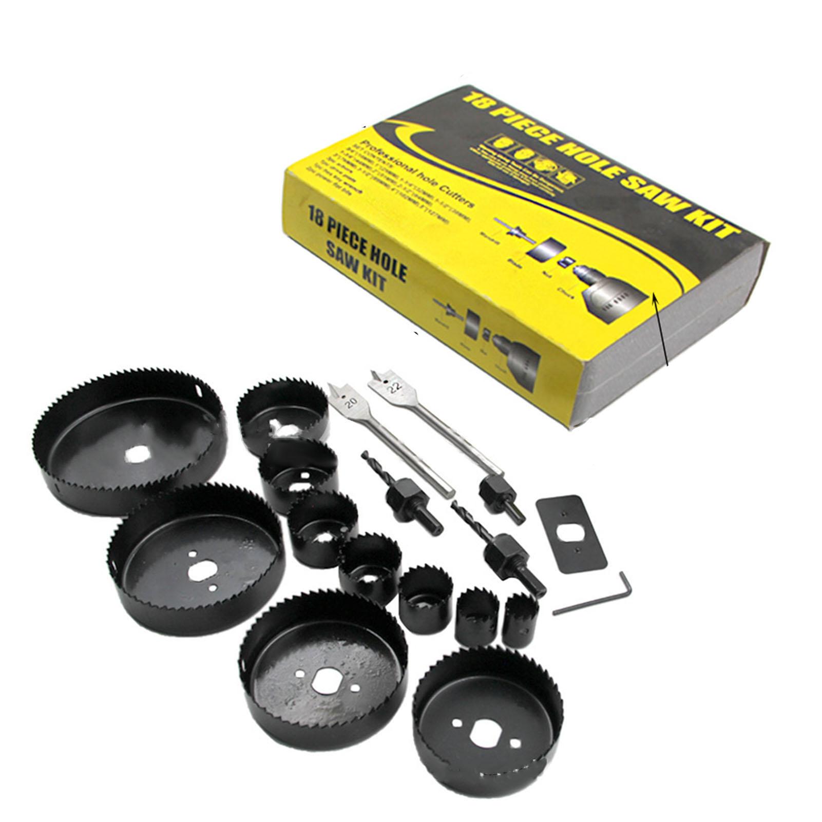 

Набор коронок 18 шт. Набор бит из углеродистой стали Аксессуары для электроинструмента с коробкой для дерева, металла, пластика