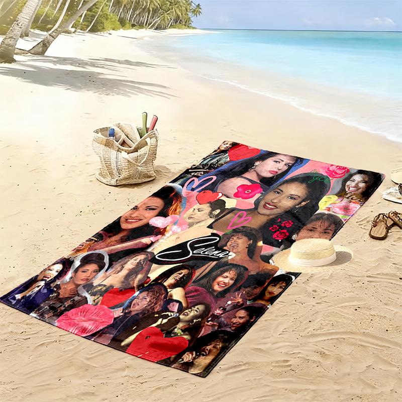 Selena Quintanilla Print Beach Towel, Large Soft Quick Dry Towel for Beach Camping Swimming