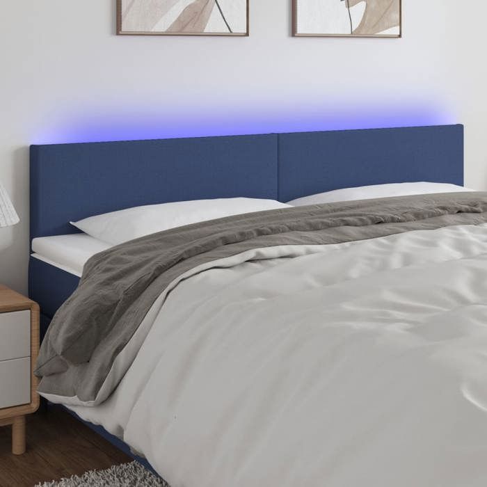 VidaXL Tête de Lit à LED Meuble de Chambre à Coucher Accessoire de Lit Double Tête de Cadre de Lit Intérieur Bleu 3121360