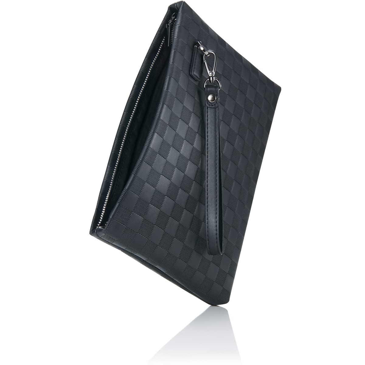 

NEESE Clutch Bag for Men and Perfect for and Made of PU Leather Bag/Second Women, Weddings, Funerals, Parties, (Checkered Black)