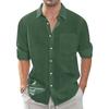 Camicia Casual da Uomo a Maniche Lunghe, Monocolore, Bottoni, Puro Cotone