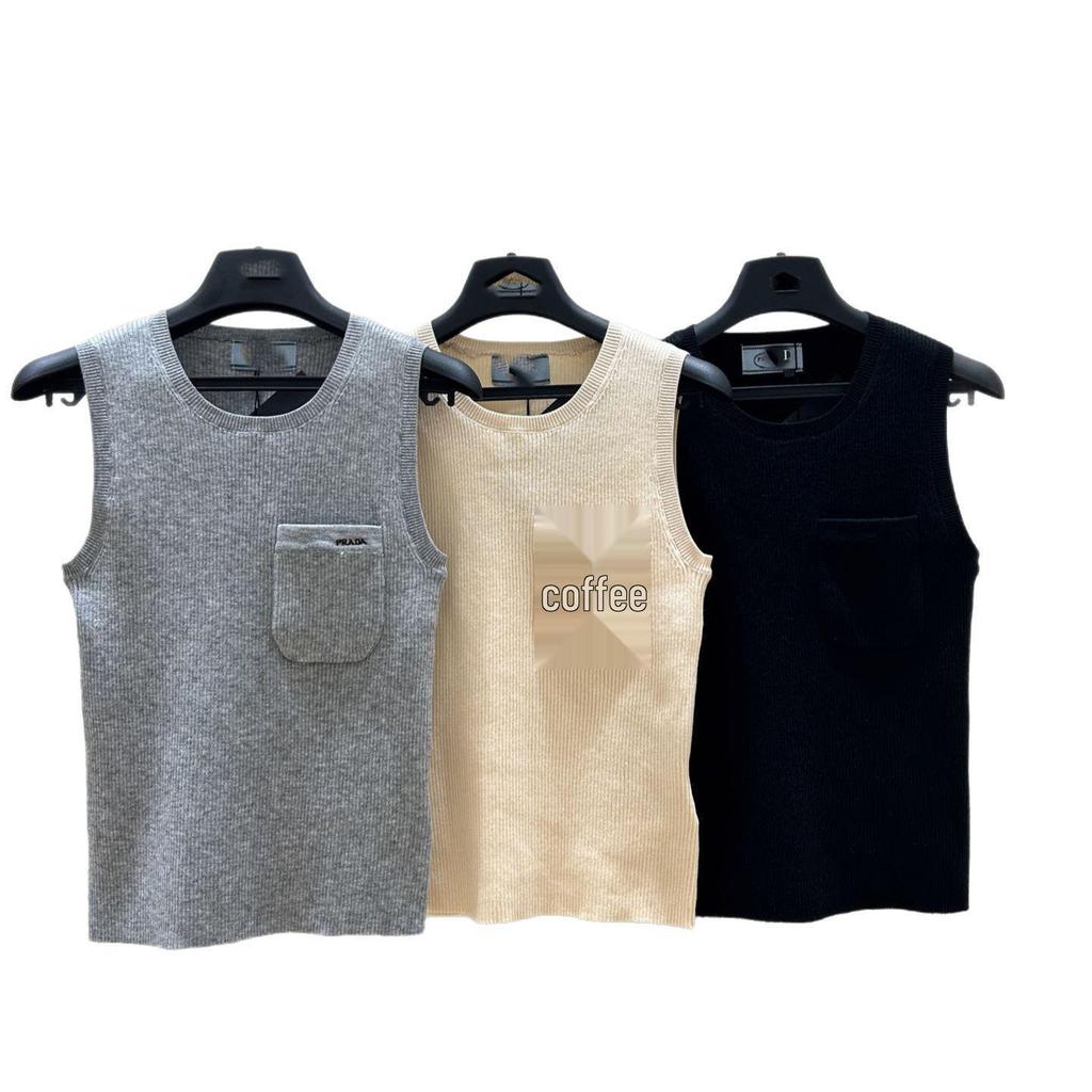 Damen Sommer Mode Bestickter Buchstaben Strick Westen Top