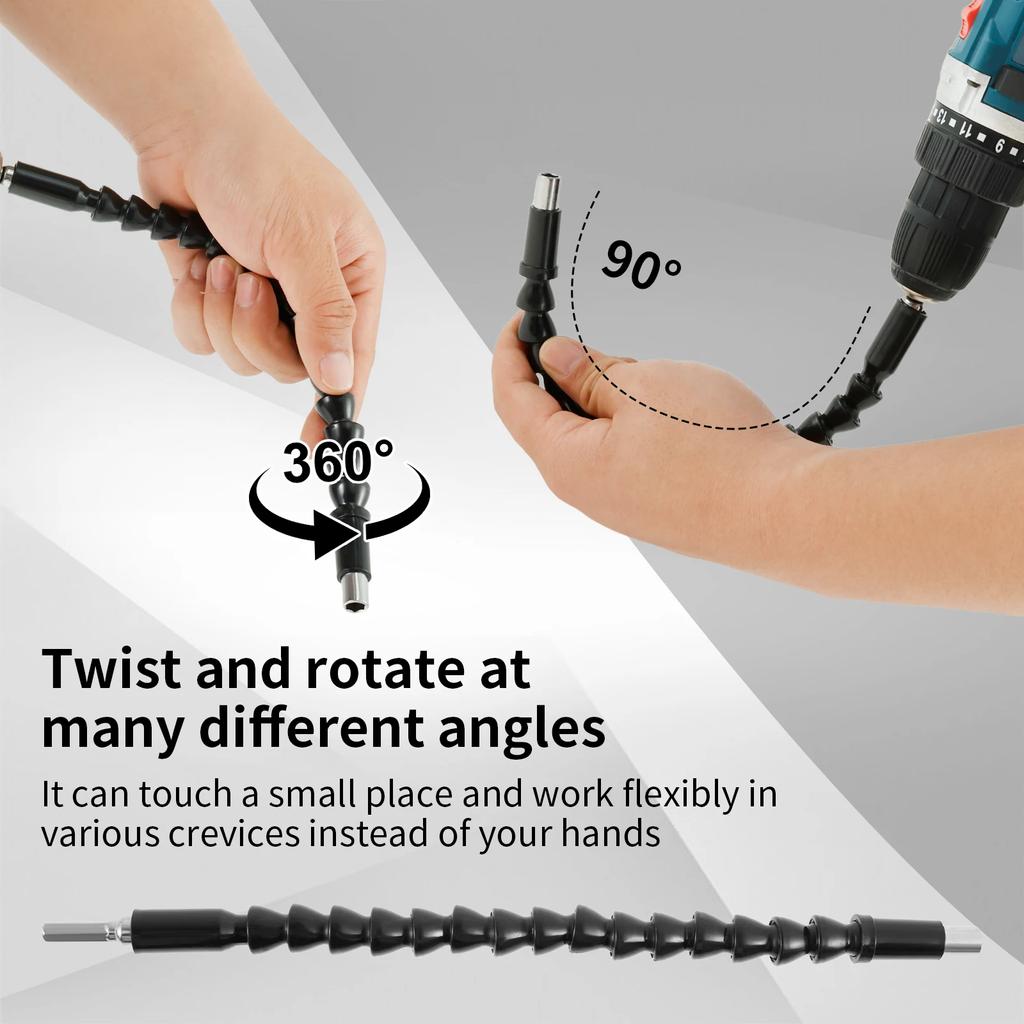360 Degree Angle Socket Adapter Drill Nut Attachment Power Hand Tool Part Driver Extension Set Screwdriver Holder Flexible Drill