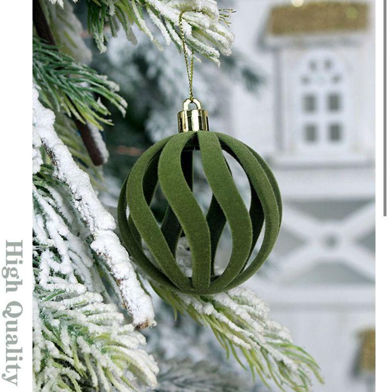 48PCS Plastic Flocked Christmas Ball 7 Colors Suspensable Christmas Tree Balls 4/6/8cm Xmas Baubles Home