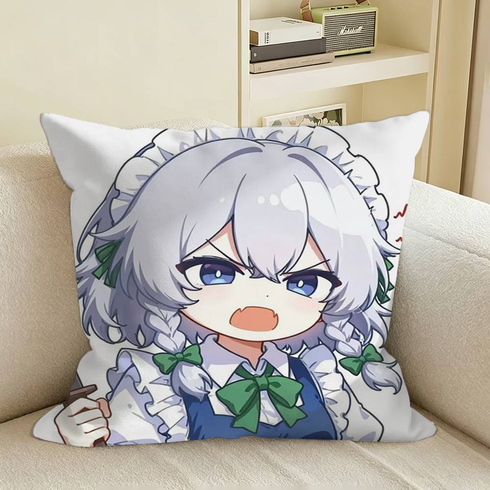 SakuyaS IIzayoi TTouhou Square Sofa Pillow Cover Solid Color Living Room Home Decor Cushion Case