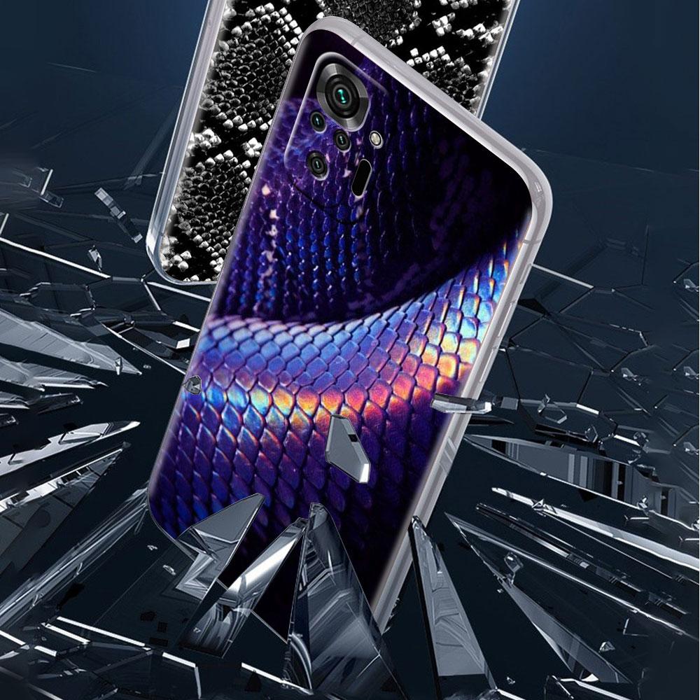 Snake Skin Print Case For Xiaomi Redmi Note 11 Pro 10 9 9S 8 8T 7 9A 9C 9T 10 10C K40 Clear TPU Soft Phone Cover