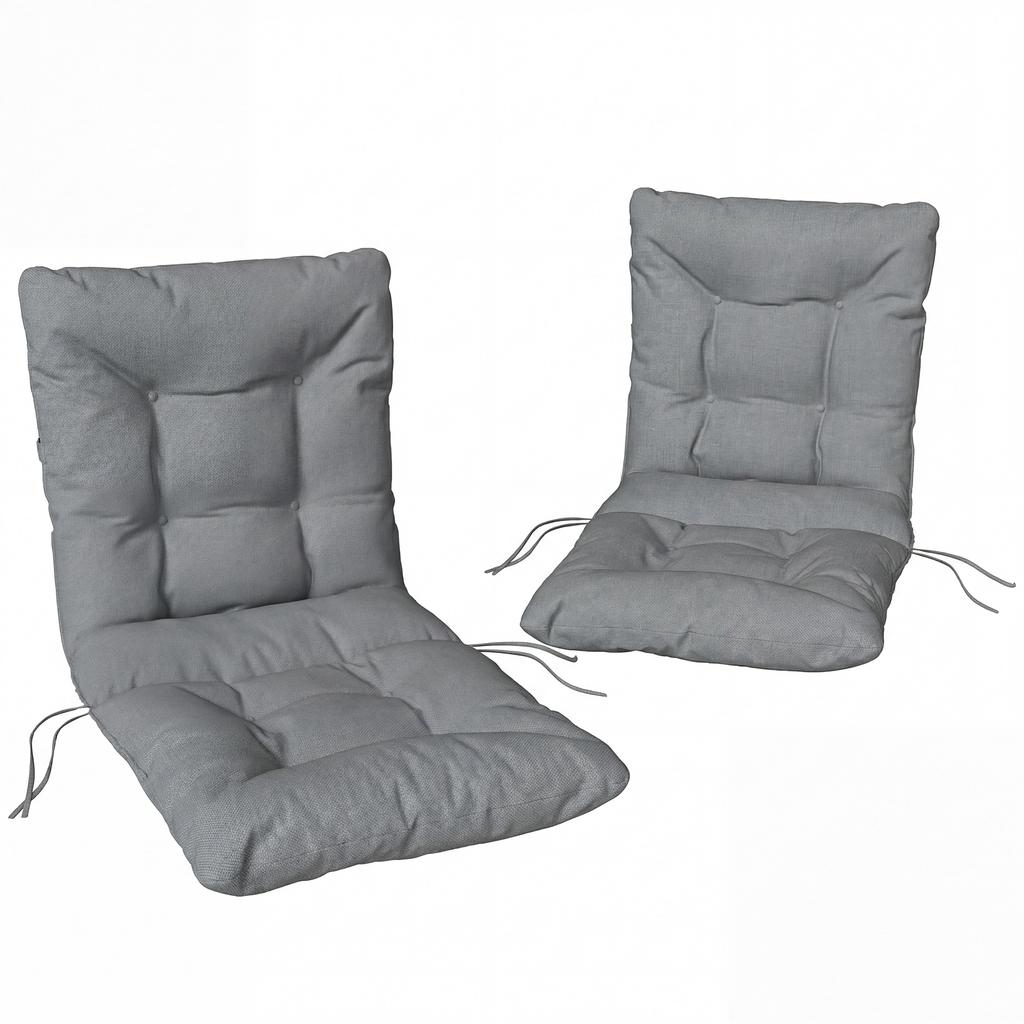 Outdoor Seat Cushion with Backrest and Ties, Water-Repellent Cushion for Indoor and Outdoor Use, Light Grey