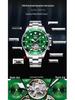 Green Ghost Automatic Tourbillon Men's Watch with Multifunctional Calendar, Luminous Features, and Waterproof Design.