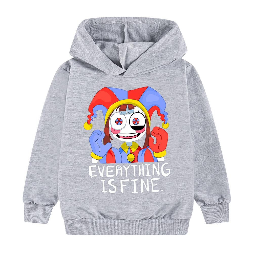 Dzieci Niesamowity Cyfrowy Cyrk Zabawny Nadruk Bluza z Długim Rękawem Ciepła Bluza Chłopcy Dziewczynki Jesień i Zima Moda Miękki Polarowy Hoody