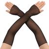 Women Sexy High Elasticity Breathable Thin Mesh Transparent Tight Fingerless Gloves Summer Sun Protection Ruffles