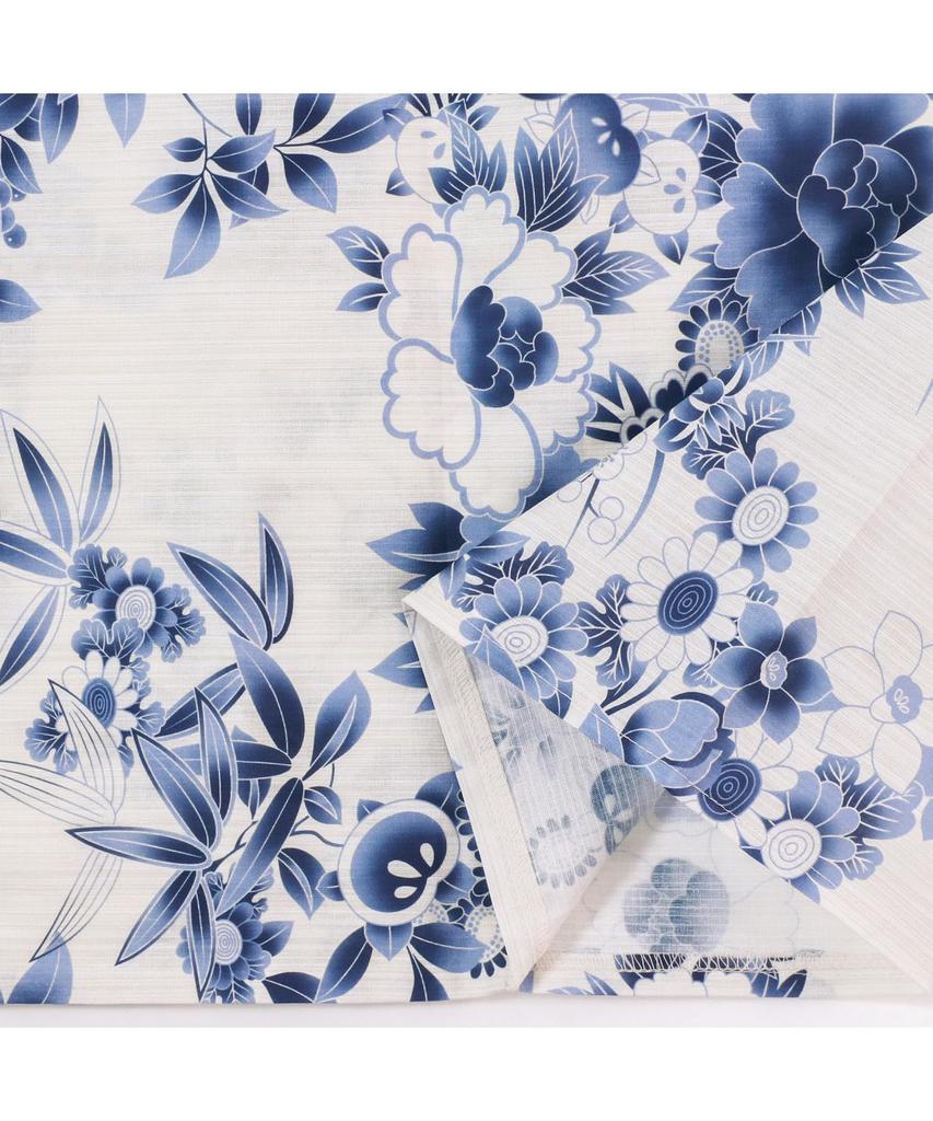 Yukata Unique Natural Set AB Flower Free [KYOETSU] Set, Weave, White, Two-Piece 3-Piece (Yukata, Obi, Geta), Women's (Ultramarine Garden, Size)