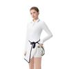 Womens Tennis Dress With Contrast Polo Collar High-Elastic Fit Built-in Shorts Breathable Knit Sport Set