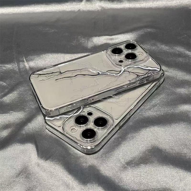 Simple Black and White Lightning Suitable for Iphone17promax Mobile Phone Case Transparent Apple 15 Anti-drop 14pro13/16