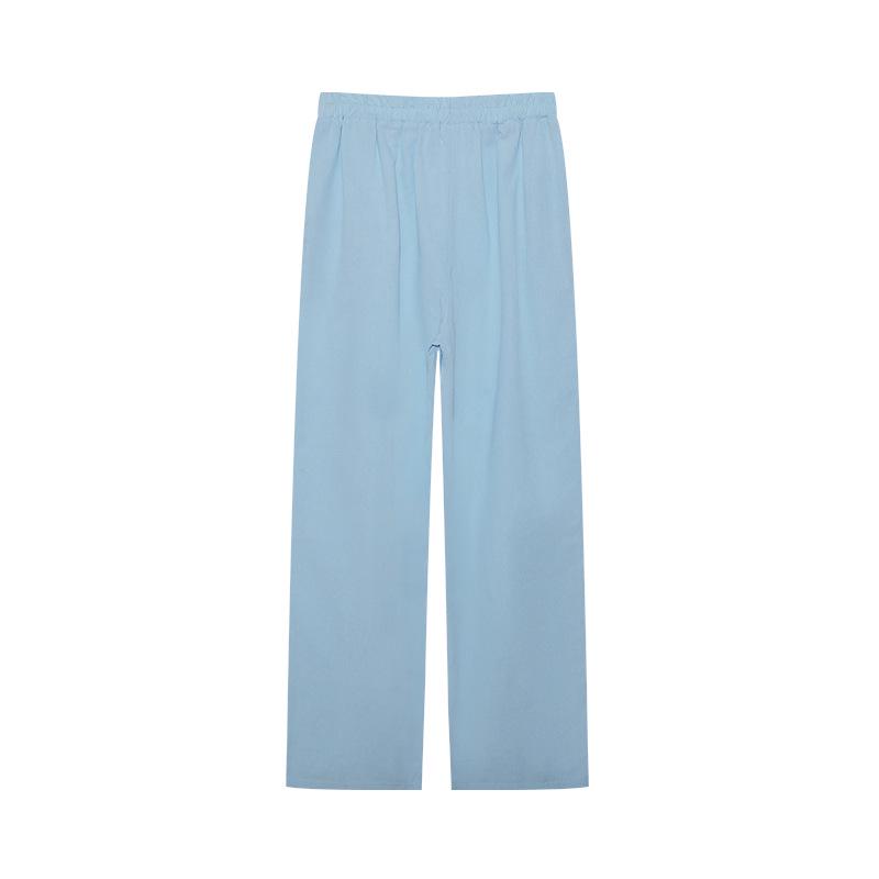 2023 Euro-American Women's Two-Piece: Lapel Long-Sleeved Shirt & Wide-Leg Pants Suit for Spring and Autumn.