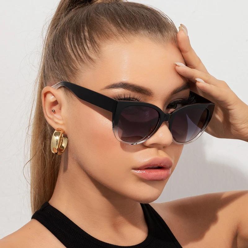New Trendy Cat's Eye Large Frame Sunglasses Gradient Color Sunglasses for Women and Men Uv400 Ins Style Sunglasses