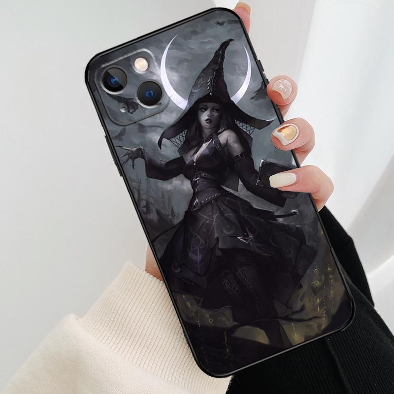Moon Witch Horror Phone Case For iPhone 17 Pro Max 14 13 12 11 15 16 Pro Max mini 16 15 Plus 16e 17 Air Cover