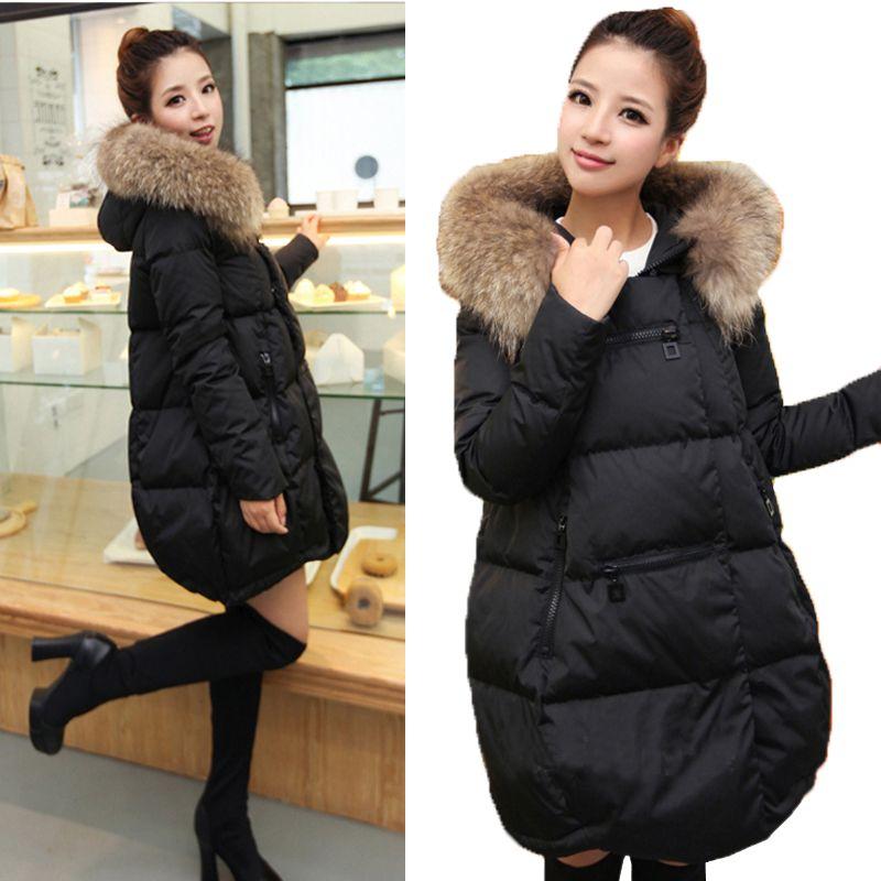 Women's Loose Fit Cotton Jacket with Thick Fur Collar and Plus Size