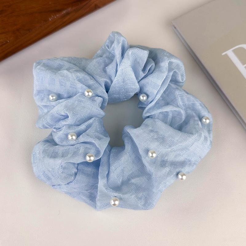 Retro Perlen Haargummis Sommer Sanft Einfarbig Haarband Stirnband für Frauen Mädchen Elegant Elastisch Zopf Haarseil