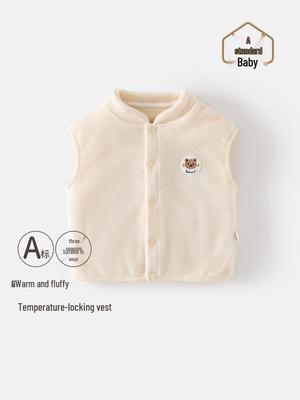 Infant/Toddler Warm Cotton Vest, Plus Velvet, Sleeveless Top for Boys/Girls, Autumn/Winter.
