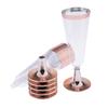 12x Disposable Plastic Champagne Cups with Rose Gold/Gold