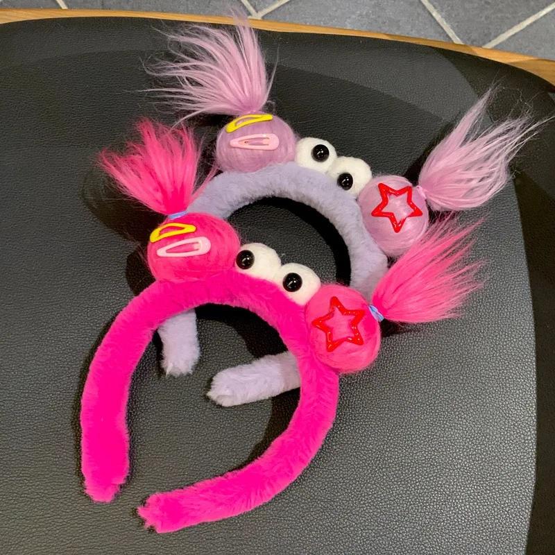 1/2PCS Girls Plush Hairband Clown Doll Design Funny Hair Clip for Christmas Gift Children Cosplay Collection Party Hair Decor