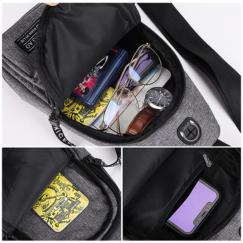 2025 New Men's Oxford Chest Bag Multi-functional Sports Outdoor Crossbody Bag Leisure Headset Shoulder Bag