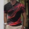 Trendy Gradient Pattern 3D Digital Printing Men's Casual Polo Shirt