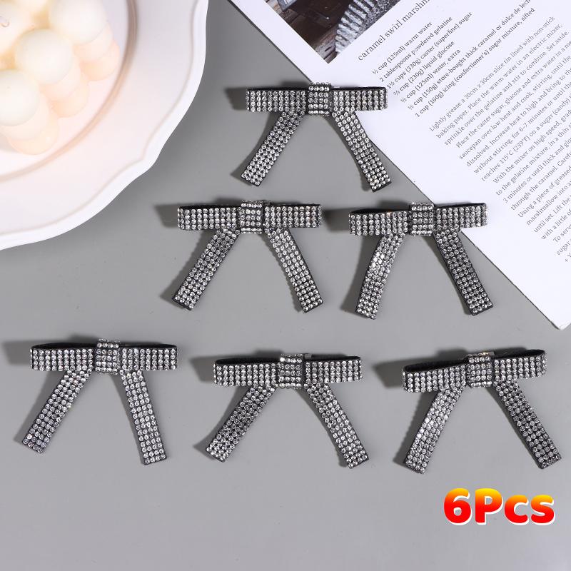 3/6Pcs Shiny Bow Brooch Collar Pin Clothing Accessories For Diy Garment Shoe Bag Jewelry Making Accessories