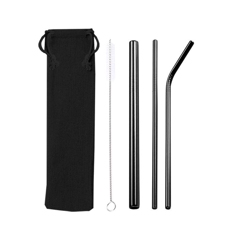 4Pcs Reusable Metal Straws Set With Cleaner Brush 304 Stainless Steel Drinking Straw Milk Drinkware Bar Accessories