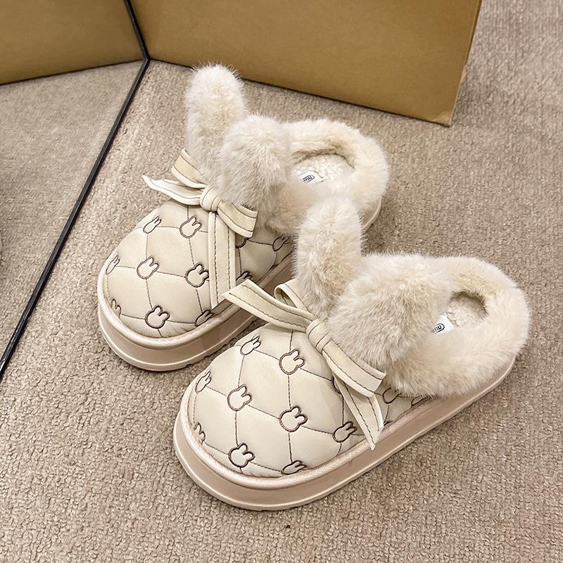 Cixi cotton slippers autumn and winter new thick bottom bag head rabbit ears home indoor non-slip warm