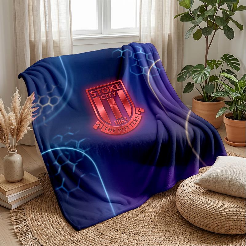Coperta in Flanella con Stampa Stoke City, Coperta Morbida Calda Leggera per Divano Letto Campeggio
