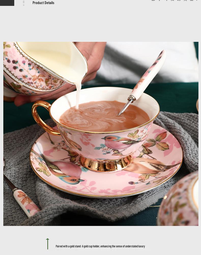 Elegant European Bone China Tea Cup and Saucer Set – Luxurious Ceramic for High-Style Afternoon Tea