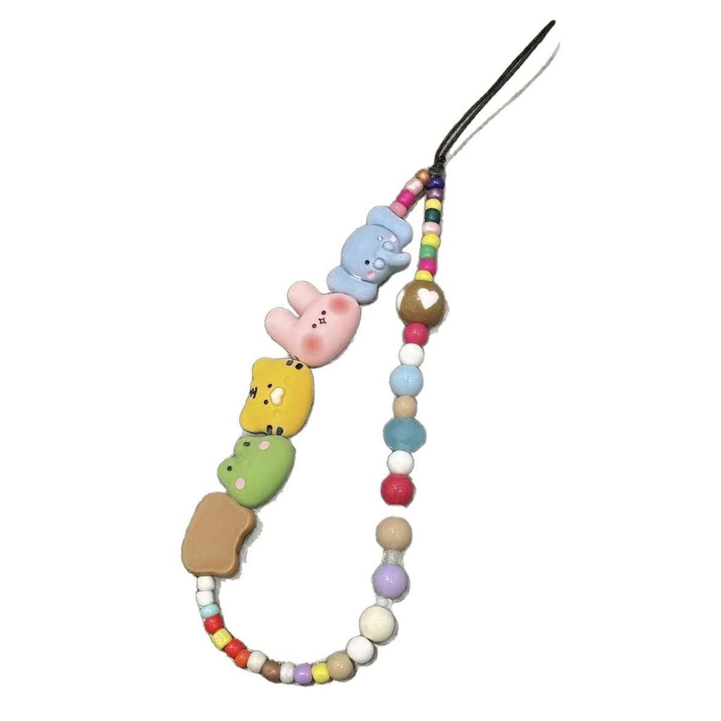 Dopamine Cartoon Animal Phone Lanyard: Colorful Anti-Lost Wrist Strap with Pendant for Women