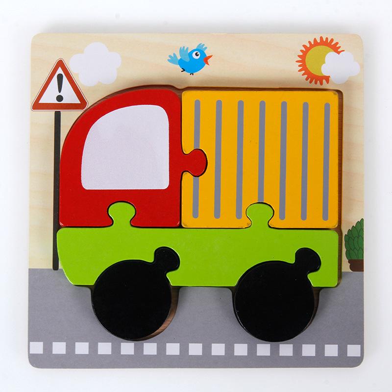 3D Wooden Cartoon Animal & Vehicle Puzzle Board for Early Childhood Education