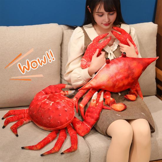 Realistic Crab Plush Pillow Soft Marine Animal Stuffed Toy Cute Ocean Life Decor for Bed Sofa Aquarium-Themed Gift for Kids Collectors