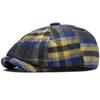 HT4489 Berets Men Women Autumn Winter Wool Beret Hat Artist Painter Flat Cap Hat Female Male Colored Plaid Octagonal Beret Cap