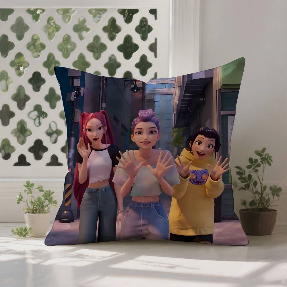 K-Pop D-Demon H-Hunters Pillow Case Anti-dustmite Pillowcase Invisible Zipper Silky Short Plush Sofa Cushion Cover