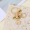 2Pcs Flower Bees Keychain Zinc Alloy Stylish Rustproof Keyring Nature Inspired Jewelry Accessory For Women Men Gift