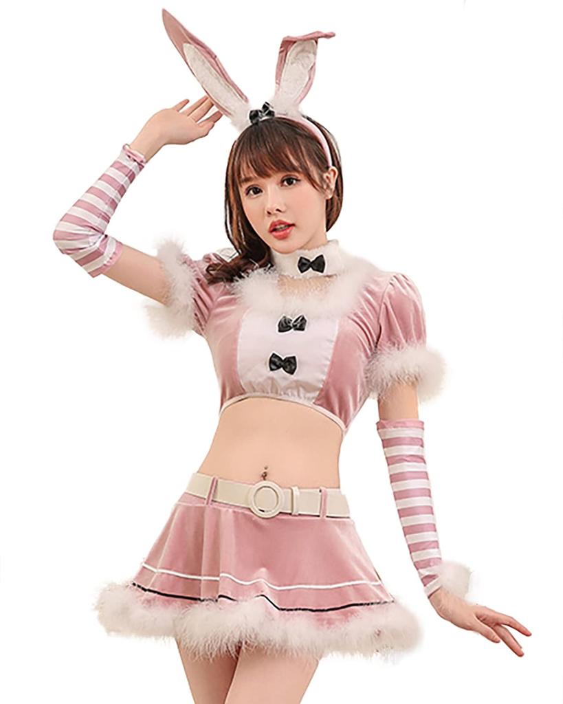 [Milky Time] Women's Sexy Santa Claus Bunny Girl Costume (Pink)