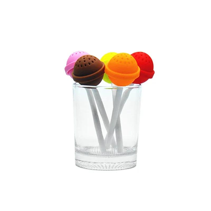 Loose Leaf Tea Accessories, Candy Colors, Mug Strainer, Cup Steeper, Silicone Sweet Tea Infuser, Lollipop Candy, 1Pcs