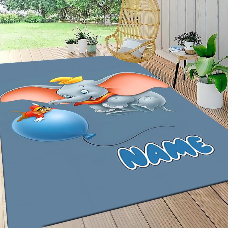 Custom Name "Baby Dumbo Adventure" Carpet Rug Customizable Soft Washable Anti-Slip Home Living Room Sofa Mats Personalized Rug. 0909387
